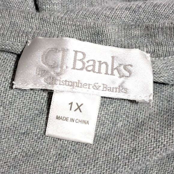 Pastel Dots Cardigan Sweater Womens 1X by CJ Banks Button Front Gray Pink Blue Y - Picture 3 of 8